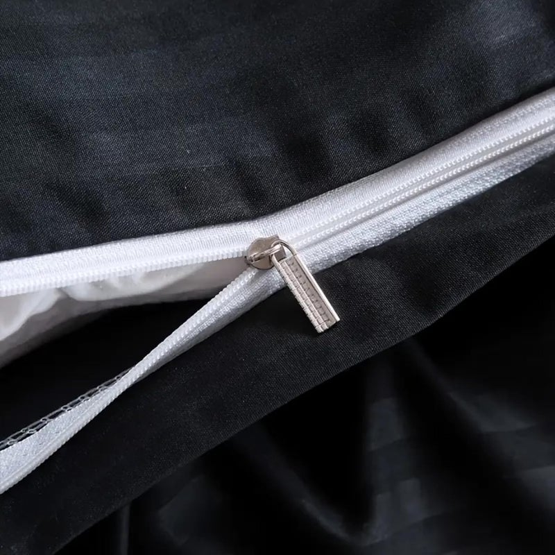 BEDDING ZONE Multi-Colored Luxury Stripe Duvet Cover - Zipper Closure Black  Double (200X200) - Image 5